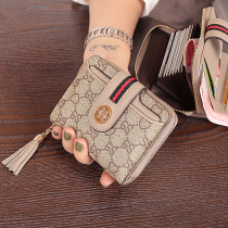 Hong Kong Tide brand 2021 New European and American leather small wallet womens short cowhide card bag simple coin purse bag