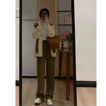 Xiaoyou MONA changed its name to ms sweet end drape suit pants high waist all-match loose thin high straight pants women