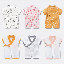 Baby one-piece clothes Summer children clothing pure cotton yarn cloth and khaki children short sleeve pyjamas male and female baby climbing clothes