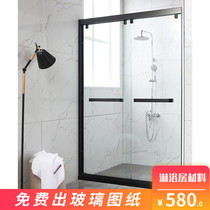 Sand black shower room accessories Profile material full set of sliding doors one word corner widened 304 stainless steel hardware