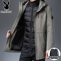 Playboy Playboy 2022 Spring Autumn Season Alive live surface Down jacket mens mid-length light thin jacket mens thickened