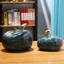 Nordic ceramic blue wave stone vase ornaments home living room porch decoration new Chinese dining table wine cabinet crafts