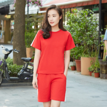 (Clearance specials) Summer sports suit womens leisure summer cotton loose short-sleeved shorts two-piece tide