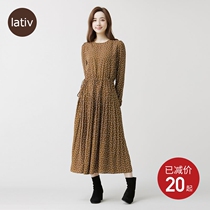 Lativ dress womens chiffon dress dress print dress slim slim elegant long skirt dress spring and autumn womens wear