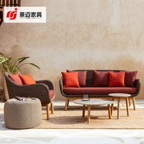 Outdoor furniture sofa vine villa terrace wooden vine chair tea several indoor and outdoor balcony leisure residential courtyard