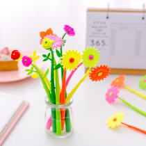 Creative Cartoon Flower And Grass Middle Sex Pen Learning Items Sign Pens Black Elementary School Prizes Children Stationery Gifts