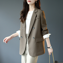 Baoshi Li professional loose suit jacket women autumn stitching stripe top 2021 new casual long sleeve suit