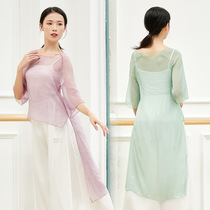 Performing tops Chinese dance long dress pink body dress before short long green classical dance clothing