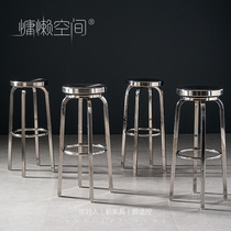 Stainless steel bar chair high chair round stool creative bar rotating bar chair wrought iron stool outdoor casual bar stool