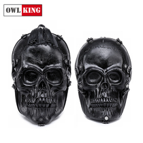 Owl King Locomotive Backpack Male personality to blame Skull and skull Rider Bag Street Trend Double Shoulder Bag Creative Casual
