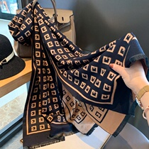 French big card stars tennis red Tongan scarves women 2021 autumn winter new warm bifacial cashmere thickened surrounding neck