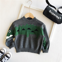 Spring and autumn boy 4 Han edition of loose cotton sweater 5 childrens dinosaur semi - tall knitting shirt