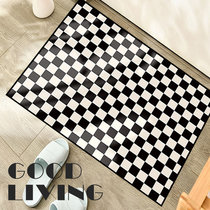 Net red black and white plaid mat Nordic checkerboard sofa coffee table carpet non-slip thick modern simple door