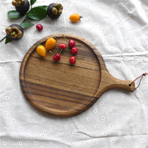 Paintless solid wood handle round pizza plate 10 inch bread fruit chopping board Northern European zebrawood kitchen baking utensils