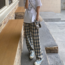 Small retro pants female summer thin 2022 large waist slim straight tube wide - legged pants