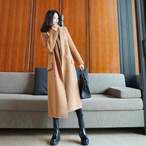 2021 new womens winter dress small senior sense Hepburn small fragrant wind long sleeve woolen coat coat long