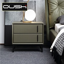 Modern minimalist solid wood bed head cabinet Nordic wind full solid wood leather art locker small family type bedroom containing cabinet