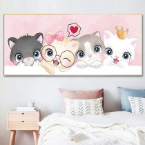 Cartoon Cat Cross Embroidered 2022 New Living-room Small Pieces Cute Children Room Bedroom Handmade Own Thread Embroidered 2020
