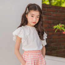 Girl Pure Cotton Short Sleeve T-shirt Fly Cuff Summer Boy Dress 2020 New CUHK Children 100 Hitch Blouses Undershirt Ocean Qi