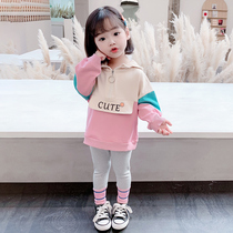 Girls autumn clothing suit 2021 new female baby fall sweatshirt Han version foreign air long sleeve child pure cotton two-piece set