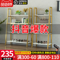 Clothing store shoe rack bag storage display rack Shoe bag store display rack cabinet multi-layer rack for selling shoes gold shelves
