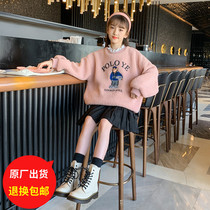 Girl Sweatshirt Autumn Winter Clothing 2022 New Yangqi CUHK Childrens lambs wool Girls plus suede thickened thermal blouses