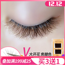 0 05 Caramel V-grafted eyelashes one second magnetic blossom not loose root Brown soft mink hair beauty House