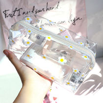 Korean ins Hyuna flower transparent waterproof cosmetic bag female portable large capacity girl storage travel wash bag