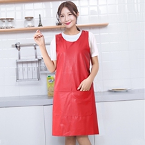   Waistcoat apron leather waterproof and oil-proof kitchen pu leather Korean fashion vest style mens and womens household adult overalls