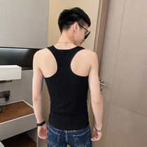 Sleeveless t-shirt male summer Korean version trendy sports sweat vests 2022 new mens yuppie handsome kshoulder workout letters