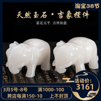 Natural Jade Elephant Pendulum pieces Living room Xuanguan Wine Cabinet Home Decoration Goods Office Desktop Joe Relocation Gift