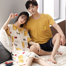 2 sets of price summer couples pyjamas pure cotton short sleeves sweet and cute sleeping dress Womens home Clothing Thin Net Red Ins Suit