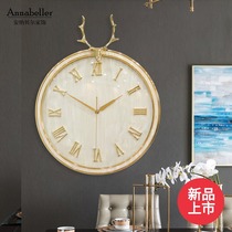 European-style light luxury living room wall clock home creative fashion silent clock personality simple Nordic deer head bedroom clock clock