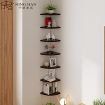 Simple corner shelf Solid wood fan-shaped shelf Decorative corner jewelry storage rack Wall storage rack