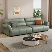 Leather sofa living room small apartment Italian minimalist latex three-seater sofa 2022 new leather sofa furniture