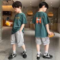 Boys summer clothing short sleeve suit 2022 new ocean gas easing CUHK Tong Shuai Gas casual Two sets of thin wave cards