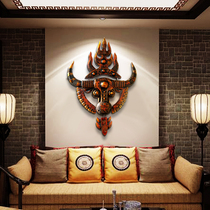 Creative Wooden Animal Bull Head Wall-mounted Adornment Folk Wooden Carved Living Room Wall Peach Wood Wall Hanging Accessories Bull Wall Decoration