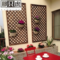 Outdoor Balcony Solid Wood Embalming Wood Carbonated Fence Climbing Vines Shelf Wood Fencing Grid Wood Grid Wall-mounted Screen