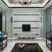Marble inlaid metal grey white protective wall panel modern minimalist Roman column crystalized stone TV background wall tiles