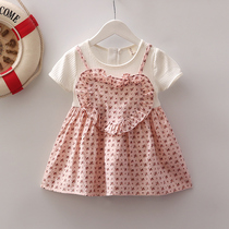 3-6-9-month female baby fake two dress with dress baby pendant with skirt 0-2-year-old baby foreign air princess dress