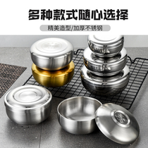 Korean style 304 stainless steel bowl with lid Rice bowl Steamed rice single-layer small bowl Double-layer cooking round bowl Kimchi bowl