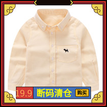 Boys  shirts 2021 new spring and autumn casual childrens clothing middle and large childrens shirts long-sleeved cotton baby white top