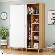 One meter two wide wardrobe wooden simple assembly modern economy adult clothes cabinet 80cm sliding door simple push and pull