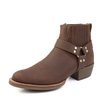 New Western cowboy boots boots knight riding boots Chelsea pointed mens boots first layer cowhide motorcycle boots 39-44