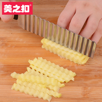Meizi buckle stainless steel potato knife wave knife Wolf tooth strip cutter Vegetable cutter Cut fries corrugated cut flowers potato knife