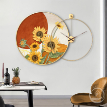 Nordic style round restaurant decoration painting dining room flower clock combination painting modern living room sofa background wall hanging painting