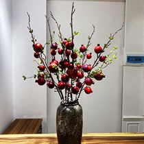 High emulation multi-head large branch pomegranate persimmon fruit shooting props creative folk-decorated American dried rattan Chinese pendulum