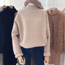 Llora chic wind half high neck knitwear women thick 2021 New sweater loose retro pullover sweater