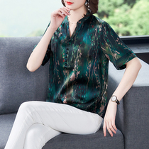 2020 new Chinese style women Chinese style mother Summer silk coat high-end mulberry silk gown T-shirt