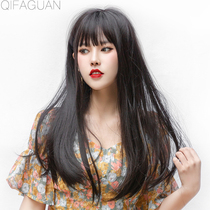 Ultra-light long hair piece one-piece wig overhead hair replacement piece female natural long straight hair without trace hair extension cover white hair thin and light